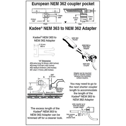 Kadee #51 HO NEM 363 European-Style Couplers - Short (7.11mm .280 inch, 9/32")