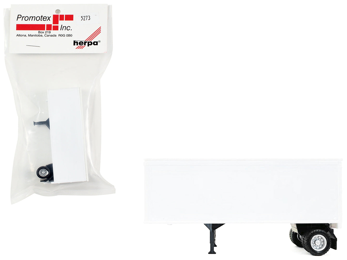 27ft Single-Axle Trailer (No Converter Dolly) White 1/87 (HO) Plastic Model by Promotex  free shipping USA
