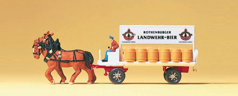 Preiser 79478 N Scale Horse-Drawn Brewery Beer Wagon Set