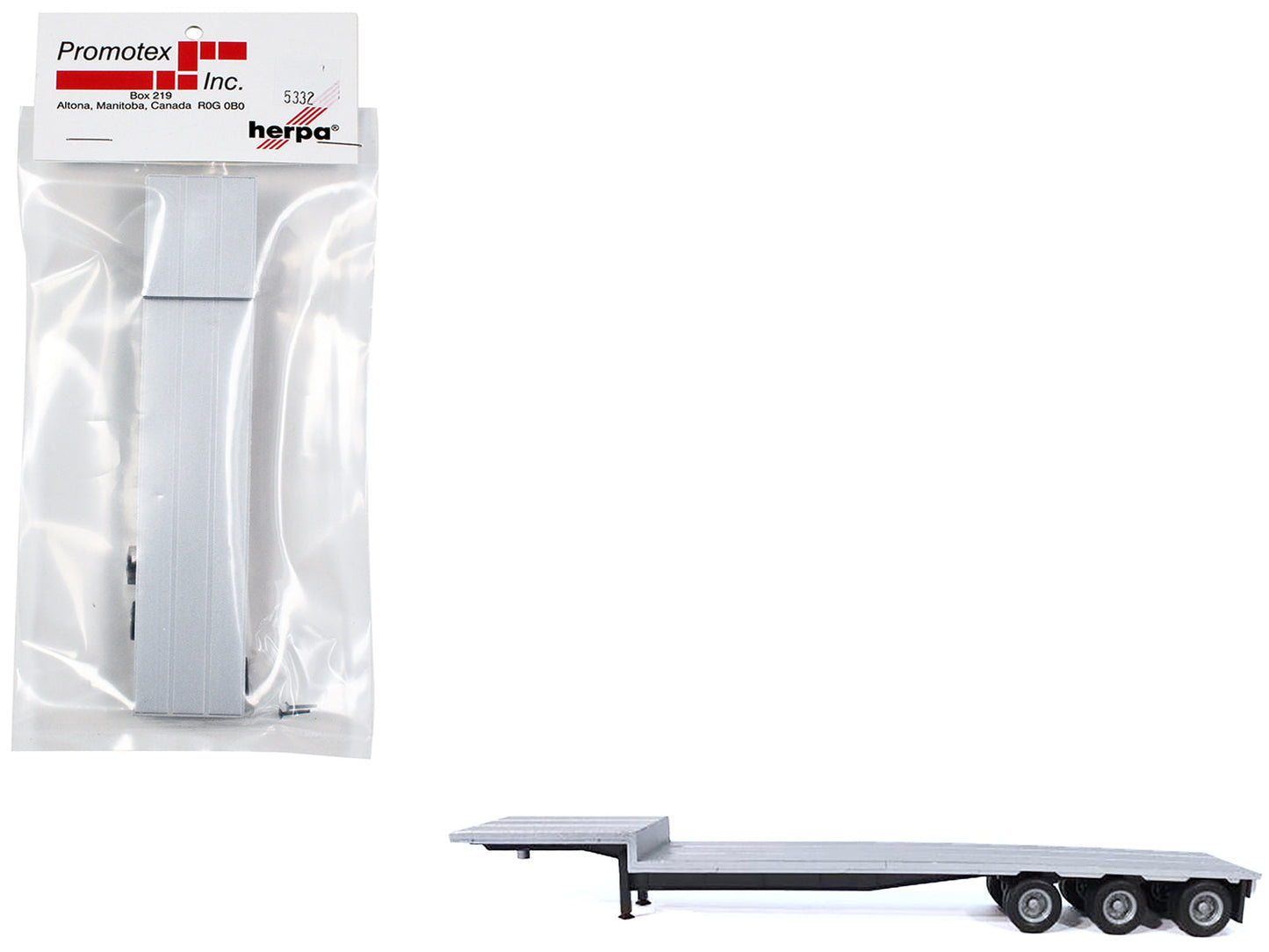 3-Axle Dropdeck Flatbed Trailer Silver Top 1/87 (HO) Plastic Model by Promotex  free shipping USA