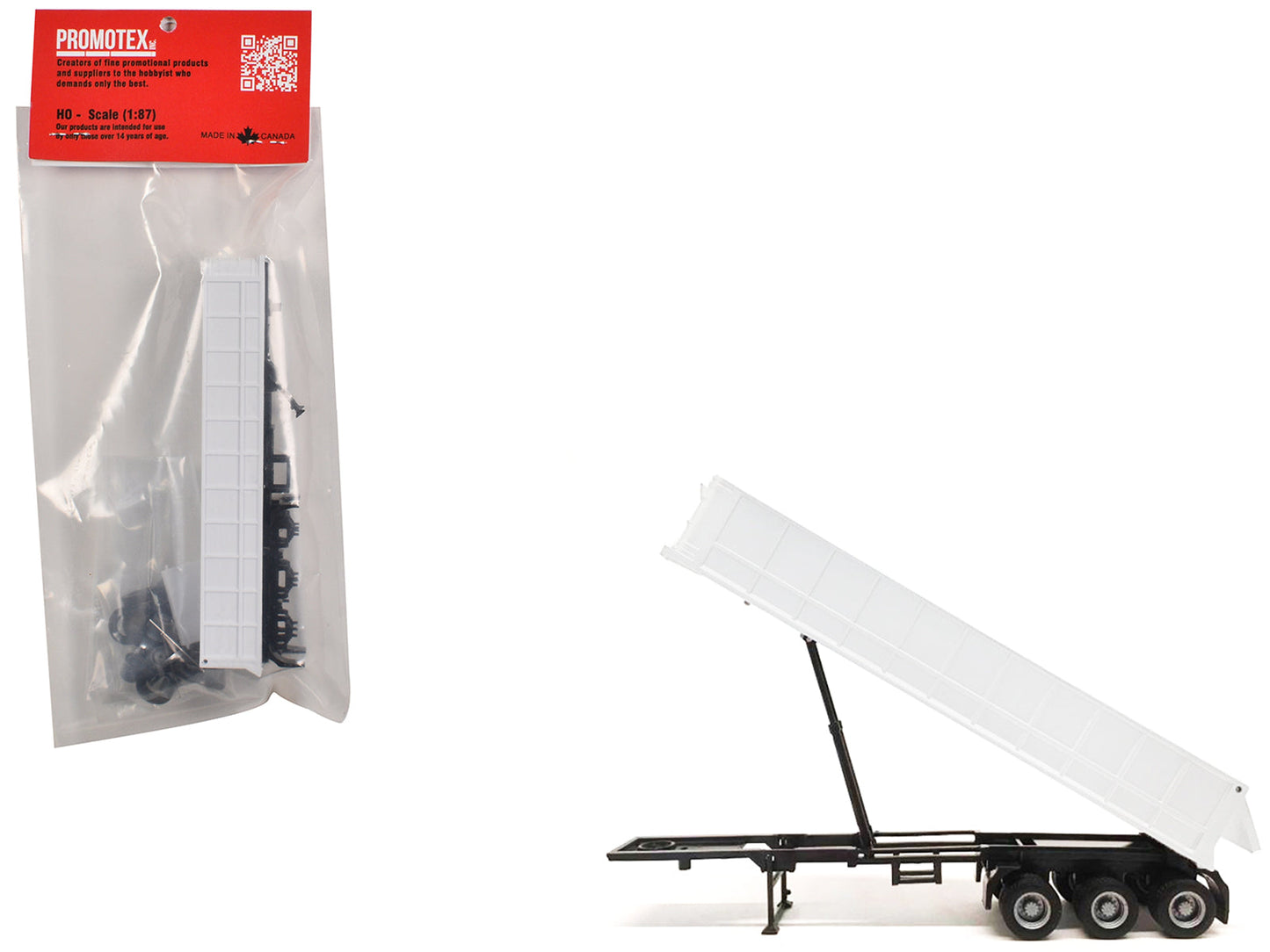 3-Axle Dump Trailer White 1/87 (HO) Plastic Model by Promotex  free shipping USA