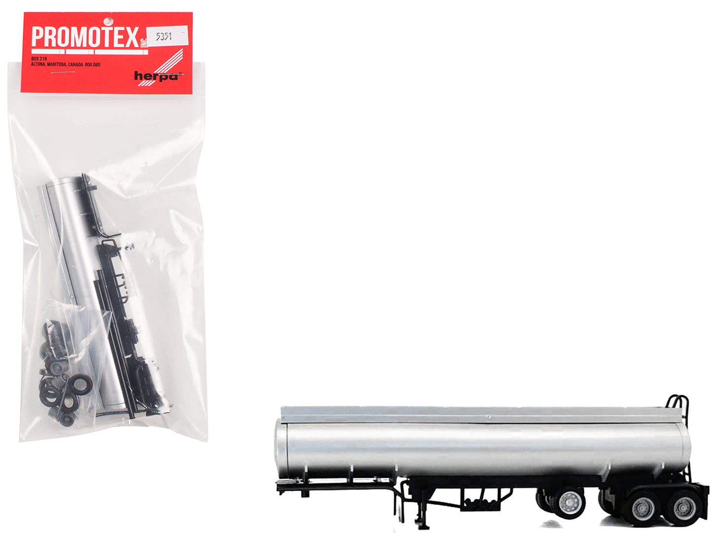 Tag-Axle Elliptical Tanker Trailer Silver 1/87 (HO) Plastic Model by Promotex  free shipping USA