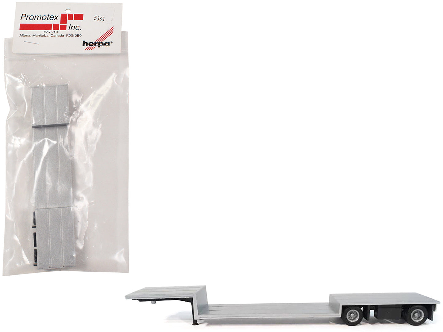 Spread Axle Double-Drop Flatbed Trailer Silver Top 1/87 (HO) Plastic Model by Promotex  free shipping USA