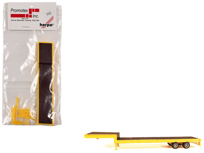 2-Axle Step Deck Equipment Trailer with Ramps Yellow 1/87 (HO) Plastic Model by Promotex  free shipping USA