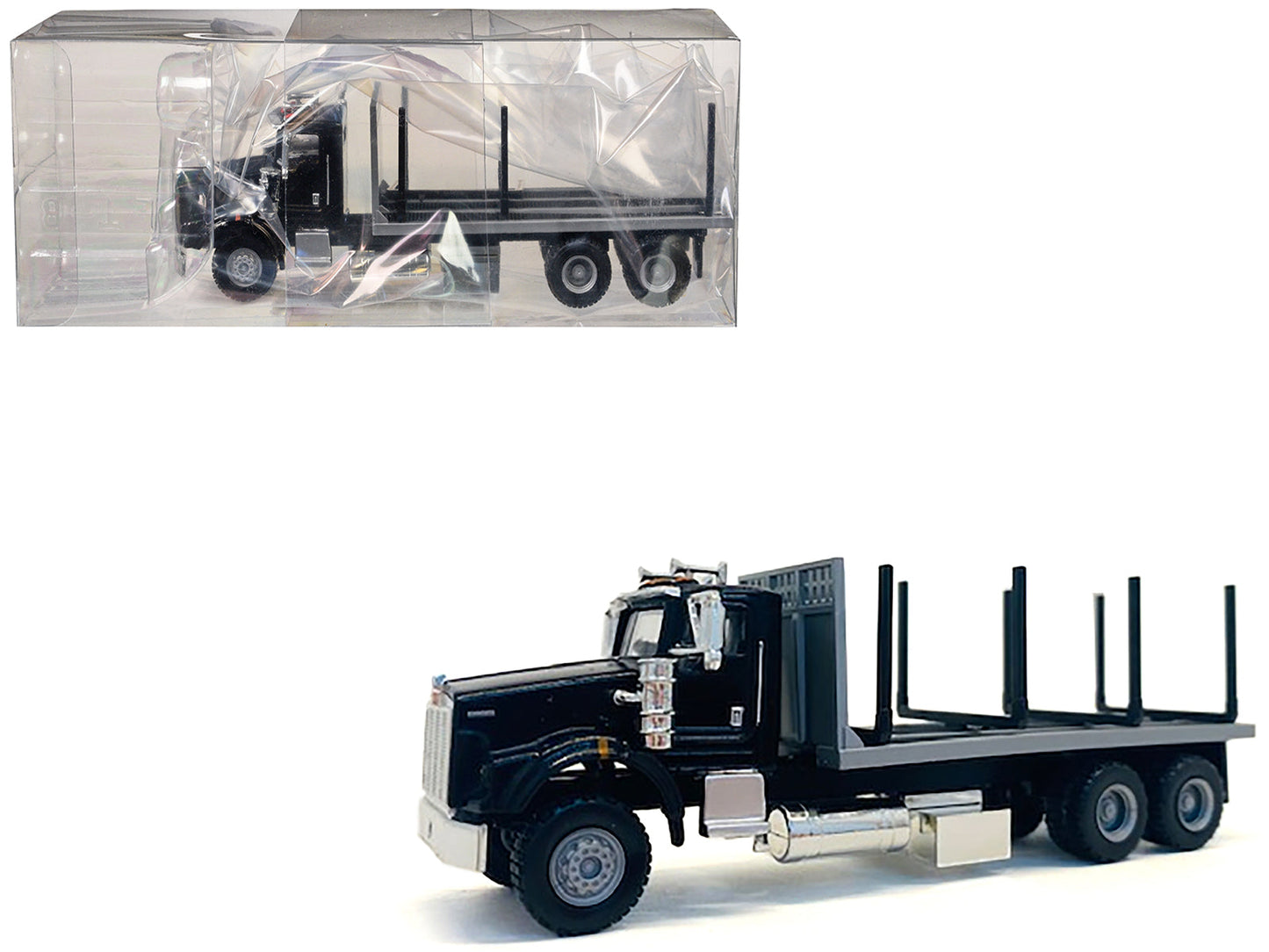 Kenworth T800 Stake Bed Truck Black 1/87 (HO) Plastic Model Car by Promotex  free shipping USA