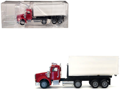 Peterbilt 367 Roll-Off Dump Truck Red with White Box 1/87 (HO) Plastic Model Car by Promotex  free shipping USA