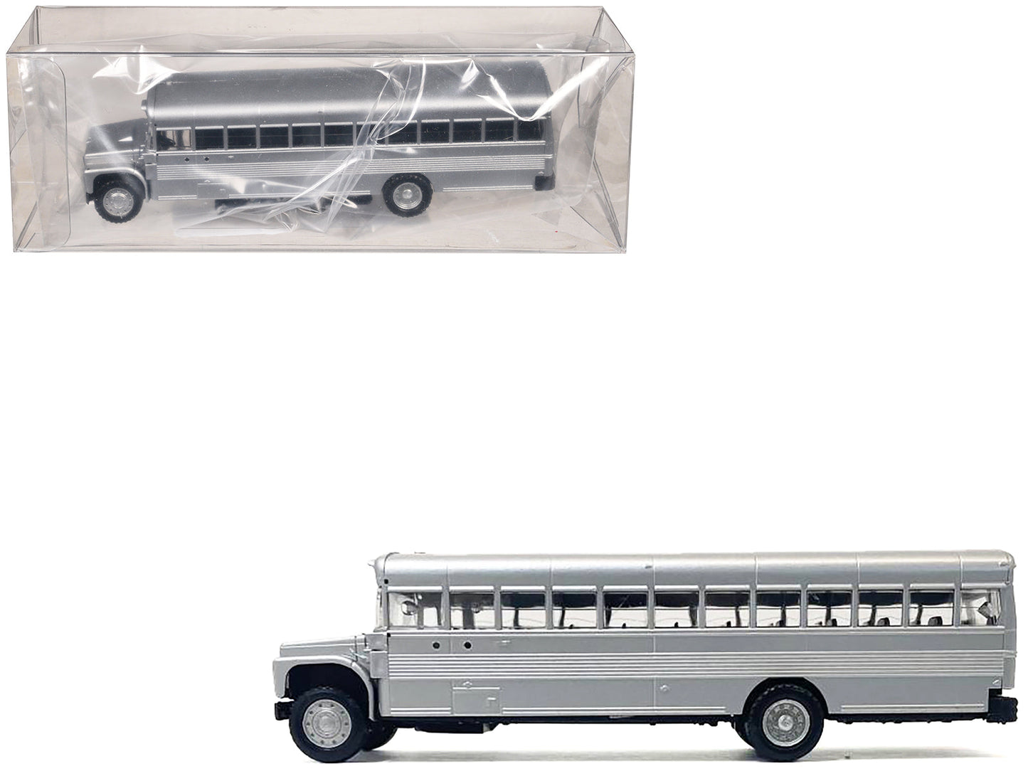 School Bus Silver Metallic 1/87 (HO) Plastic Model by Promotex  free shipping USA