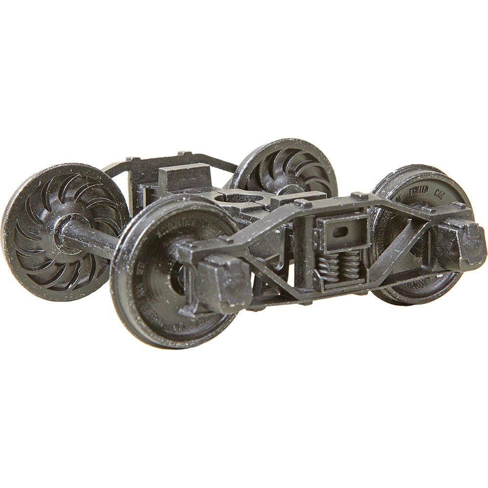 Kadee #757 O 2 Rail Arch Bar Metal Trucks with 33" Ribbed Back Metal P48 Wheels