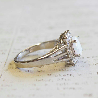 Vintage Jewelry Genuine Stone or Crystal Surrounded by Clear Austrian Crystals Ring Made in the USA by PVD Vintage Jewelry