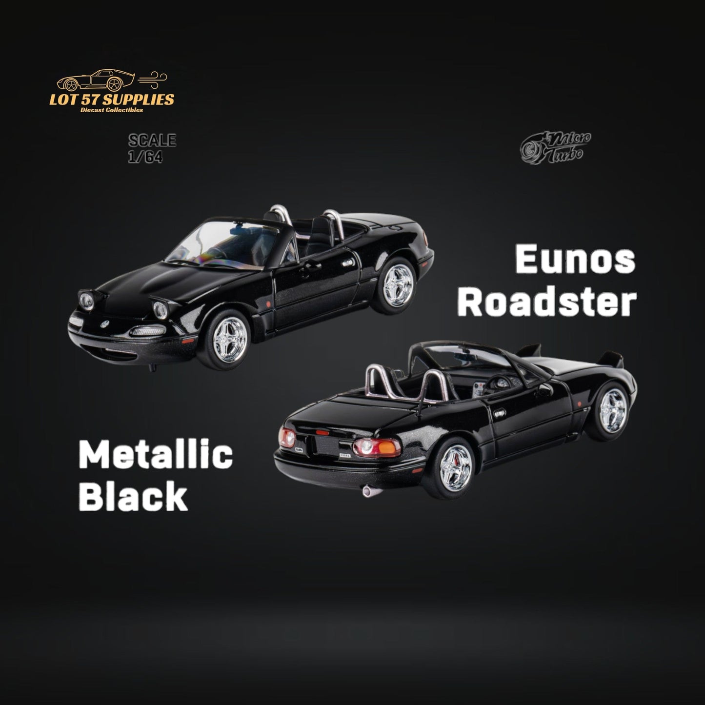 MicroTurbo Eunos Roadster MX-5 Customized Metallic Black 1:64 Limited to 1,000 Pcs