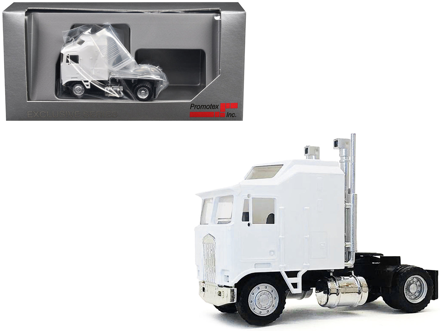 Kenworth K100 Single-Axle Truck with 5-Bar Grill White 1/87 (HO) Plastic Model Car by Promotex  free shipping USA