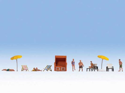 Noch 16205 HO Scale At Beach with Accessories 6 Figures, Beach-Pool Accessories