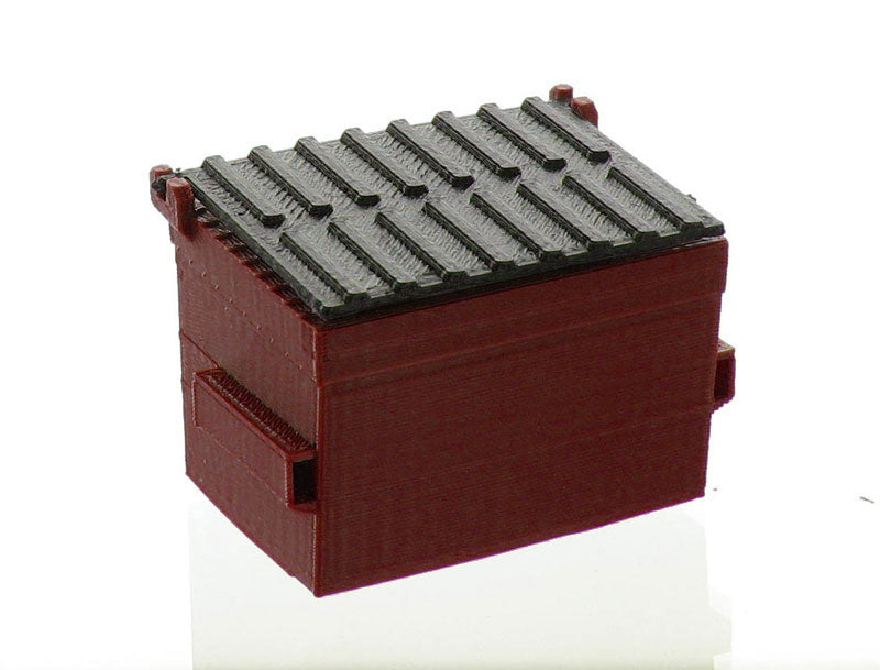 3D To Scale 50-230-R 1/50 Trash Dumpster, Dark Red with Black Lid