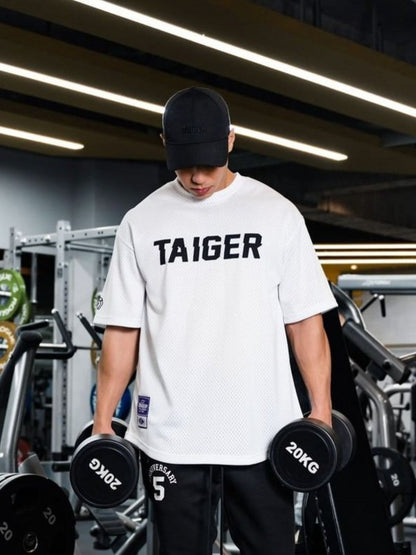 Men's Plus Size Letter Graphic Round Neck Half Sleeve T-Shirt