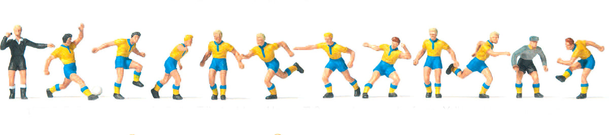 Preiser 10755 HO Scale Soccer Team with Referee Figure Set