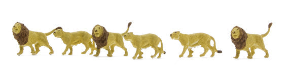 Preiser 79713 N Scale Lions Figure Set (6 Pieces)