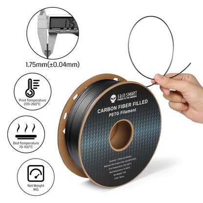 Black, Bronze Carbon Fiber PETG Filament, 1.75mm, Accuracy +/-0.04mm 1KG (2.2lbs)
