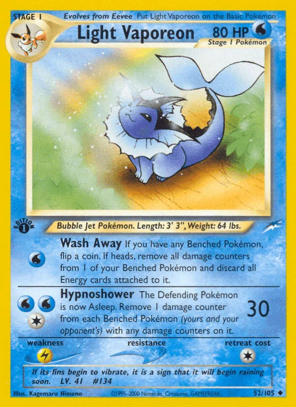 Light Vaporeon (52/105) [Neo Destiny 1st Edition]