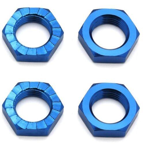 Team Associated ASC81082 17mm Aluminum Serrated Wheel Hex Nut (Blue) (4)