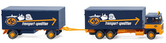 Wiking 045703 1/87 Scale ASG - Scania 111 Box Trailer Road Train