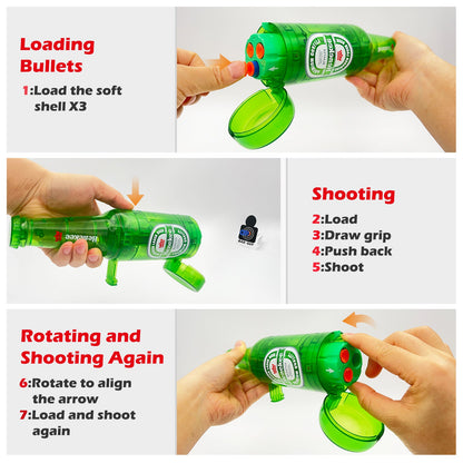 Drink Bottle Toy Gun with Foam Dart Bullets, Toy Foam Blaster Guns for Boy & Girl, Soda Blaster Guns Shooting Model,