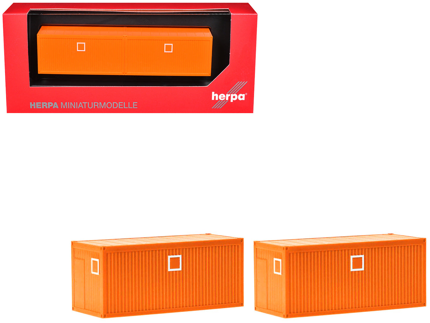 Mobile Offices Orange Set of 2 pieces 1/87 (HO) Plastic Model by Herpa  free shipping USA
