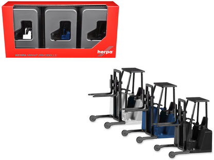 Forklifts with Trailer Bumper 3 Piece Set 1/87 (HO) Plastic Models by Promotex  free shipping USA