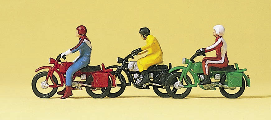 Preiser 10081 HO Scale Motorcyclists w/Hercules Figure Set