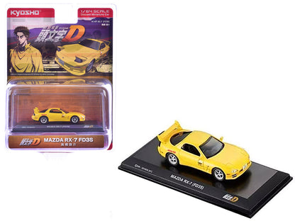 Mazda RX-7 (FD3S) RHD (Right Hand Drive) Yellow "Initial D" Manga 1/64 Diecast Model Car by Kyosho  free shipping USA