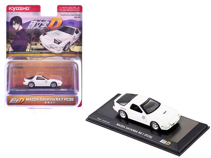 Mazda Savanna RX-7 (FC3S) RHD (Right Hand Drive) White "Initial D" Manga 1/64 Diecast Model Car by Kyosho  free shipping USA