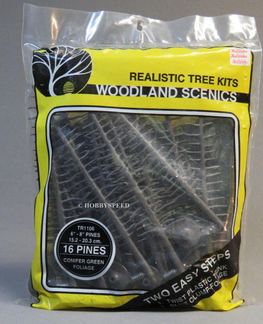 Woodland Scenics TR1106 N/HO Pine Trees 6x8" (16) Train Scenery