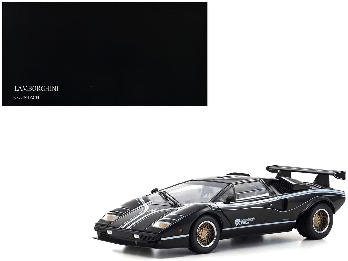 Lamborghini Countach LP 500R Black with White Interior 1/18 Diecast Model Car by Kyosho  free shipping USA