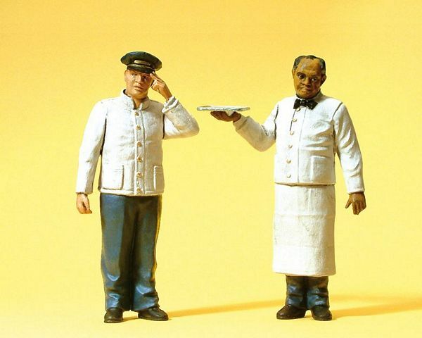 Preiser 45144 G Scale Workers US Sleeping Car Porter & Waiter pkg(2)