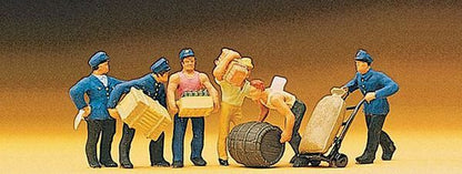Preiser 10016 HO Scale Delivery Men w/Loads pkg(6)