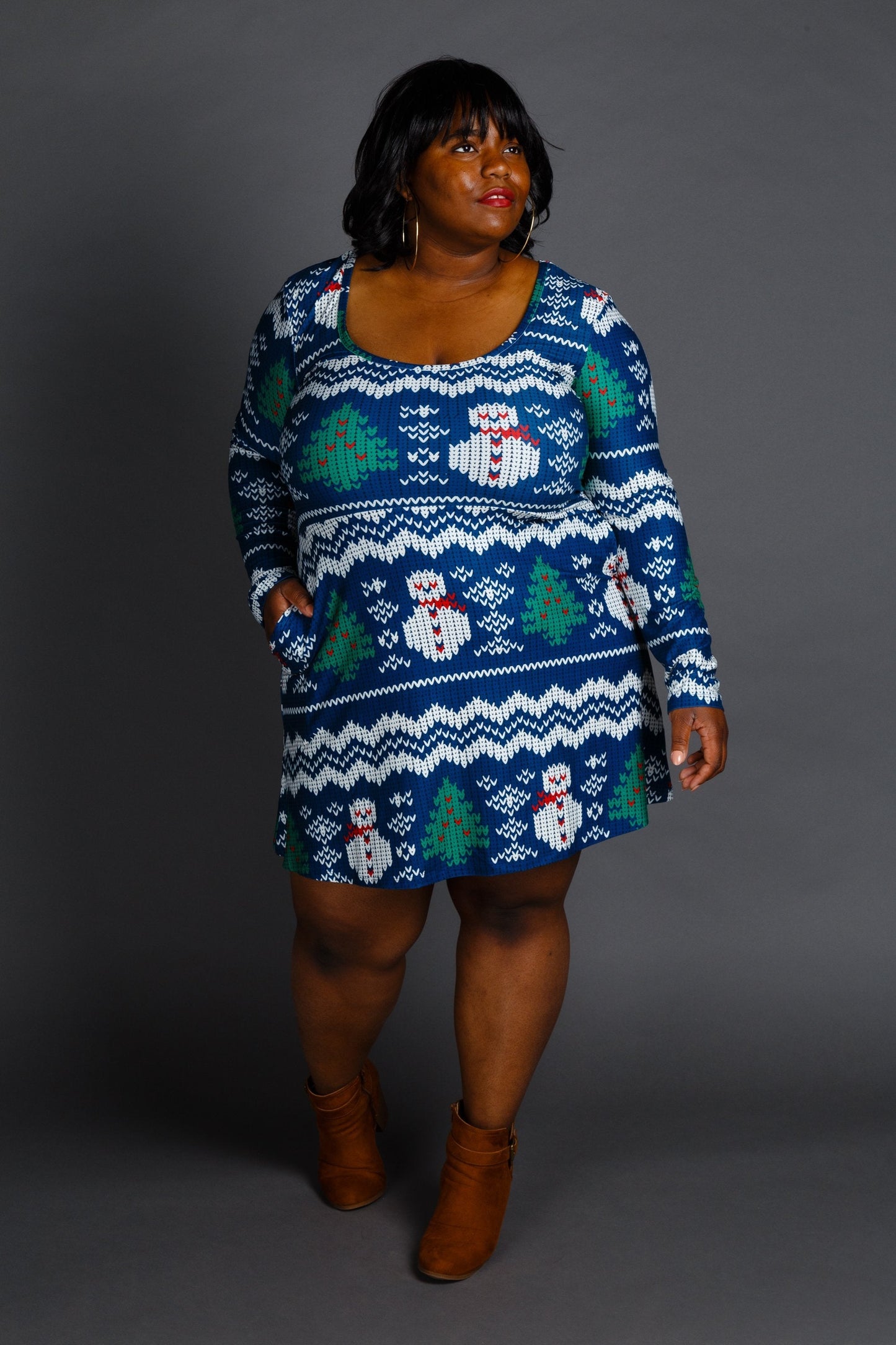 The Eggnog Aficionado | Snowman Print Christmas Skater Dress by Shinesty