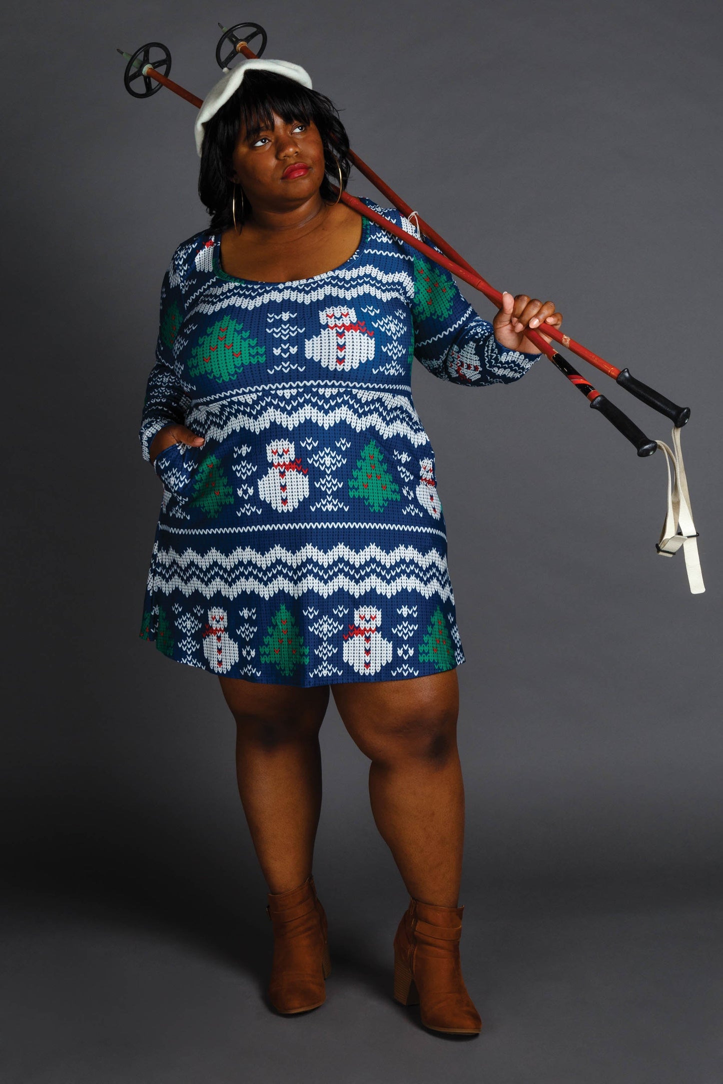The Eggnog Aficionado | Snowman Print Christmas Skater Dress by Shinesty