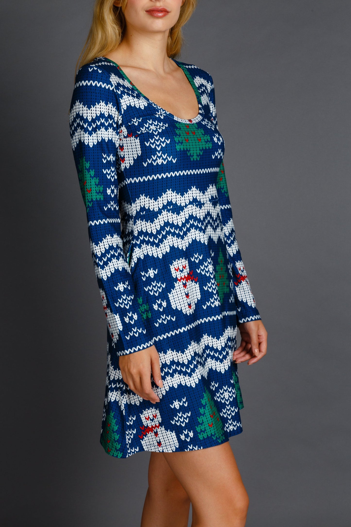 The Eggnog Aficionado | Snowman Print Christmas Skater Dress by Shinesty