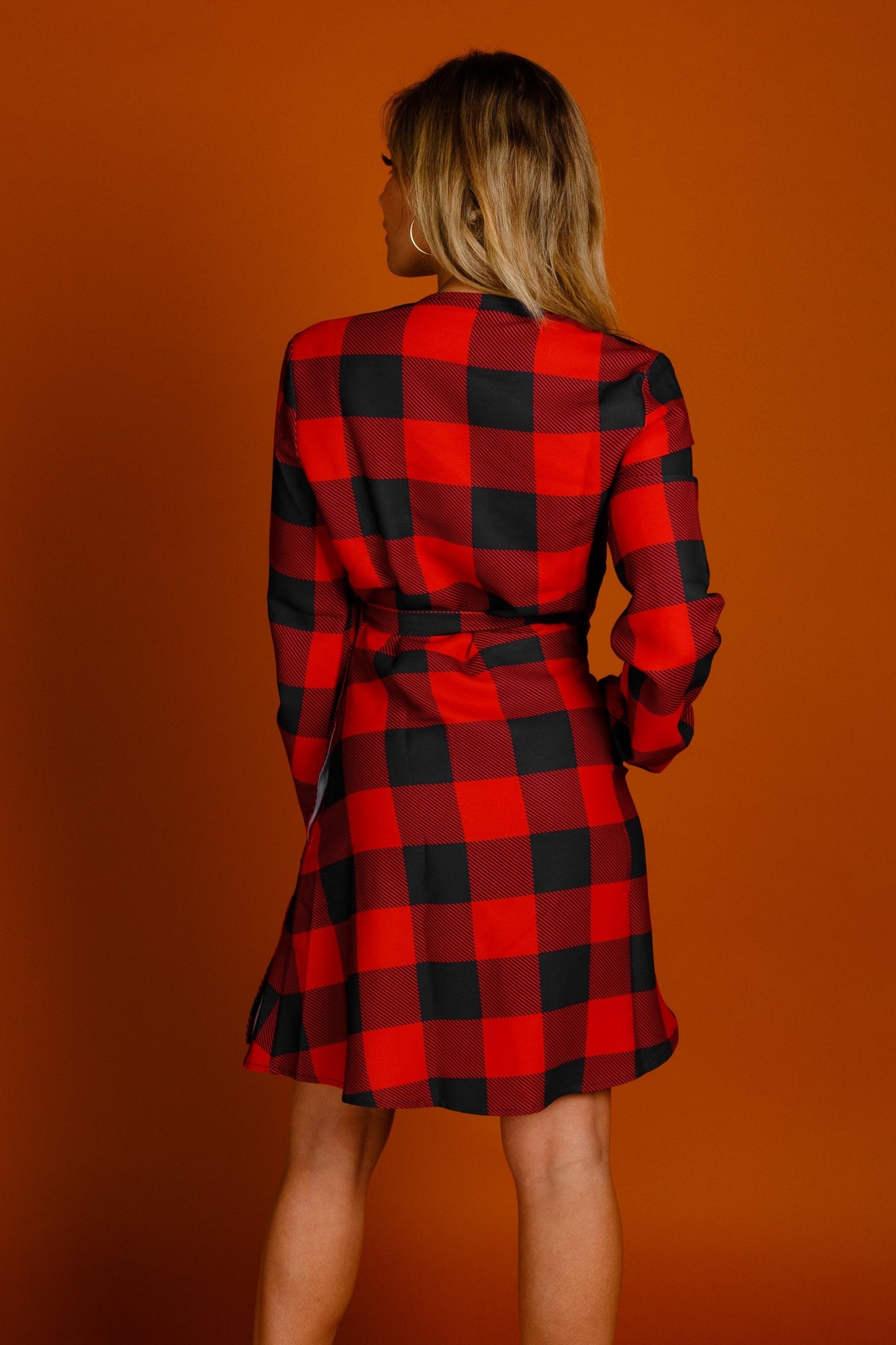 The Red & Black Lumberjack | Red Buffalo Check Christmas Wrap Dress by Shinesty