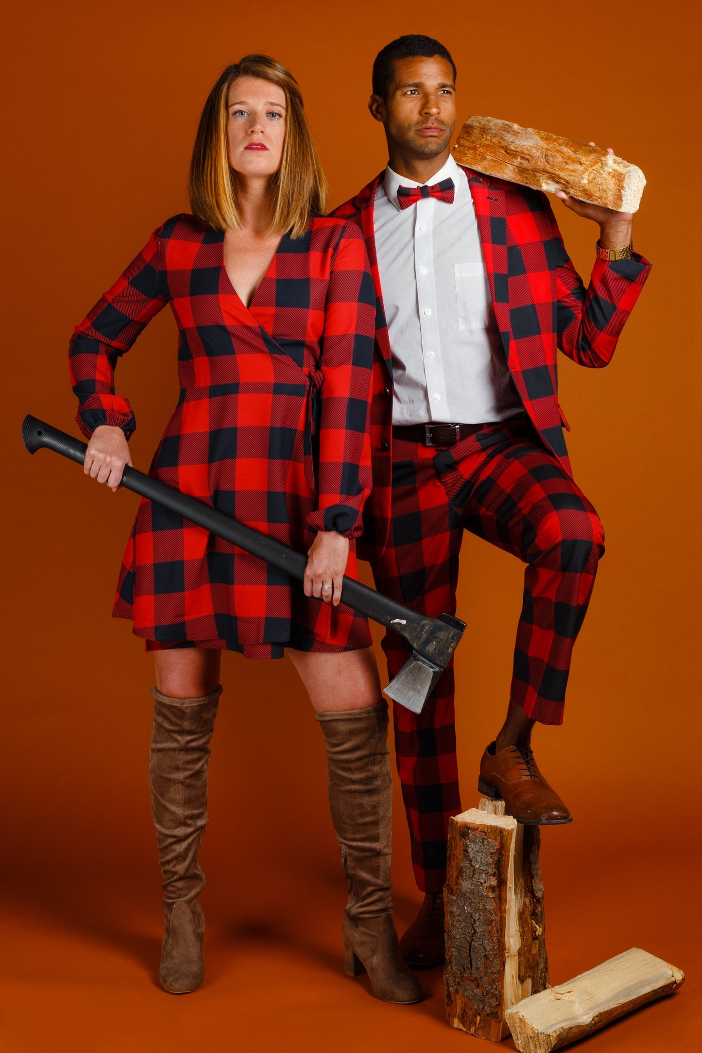 The Red & Black Lumberjack | Red Buffalo Check Christmas Wrap Dress by Shinesty