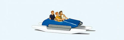 Preiser 10682 HO Scale Pedal Boat w/Family Set #1 (blue, white)