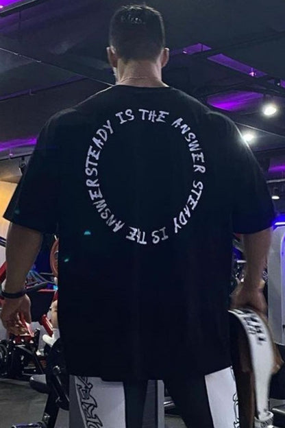 Men's Plus Size Letter Round Neck Half Sleeve T-Shirt