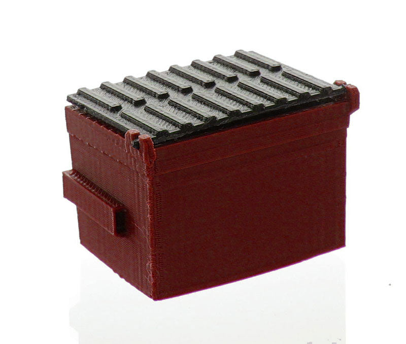 3D To Scale 50-230-R 1/50 Trash Dumpster, Dark Red with Black Lid