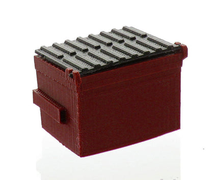 3D To Scale 50-230-R 1/50 Trash Dumpster, Dark Red with Black Lid