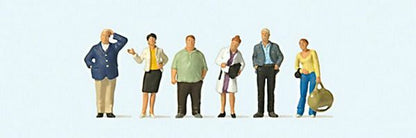 Preiser 10734 HO Scale Waiting Train Travelers pkg(6)