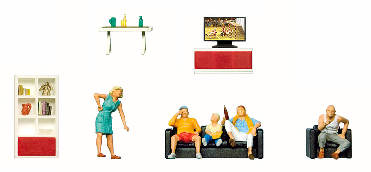 Preiser 10649 HO Scale Family Watching Television Set