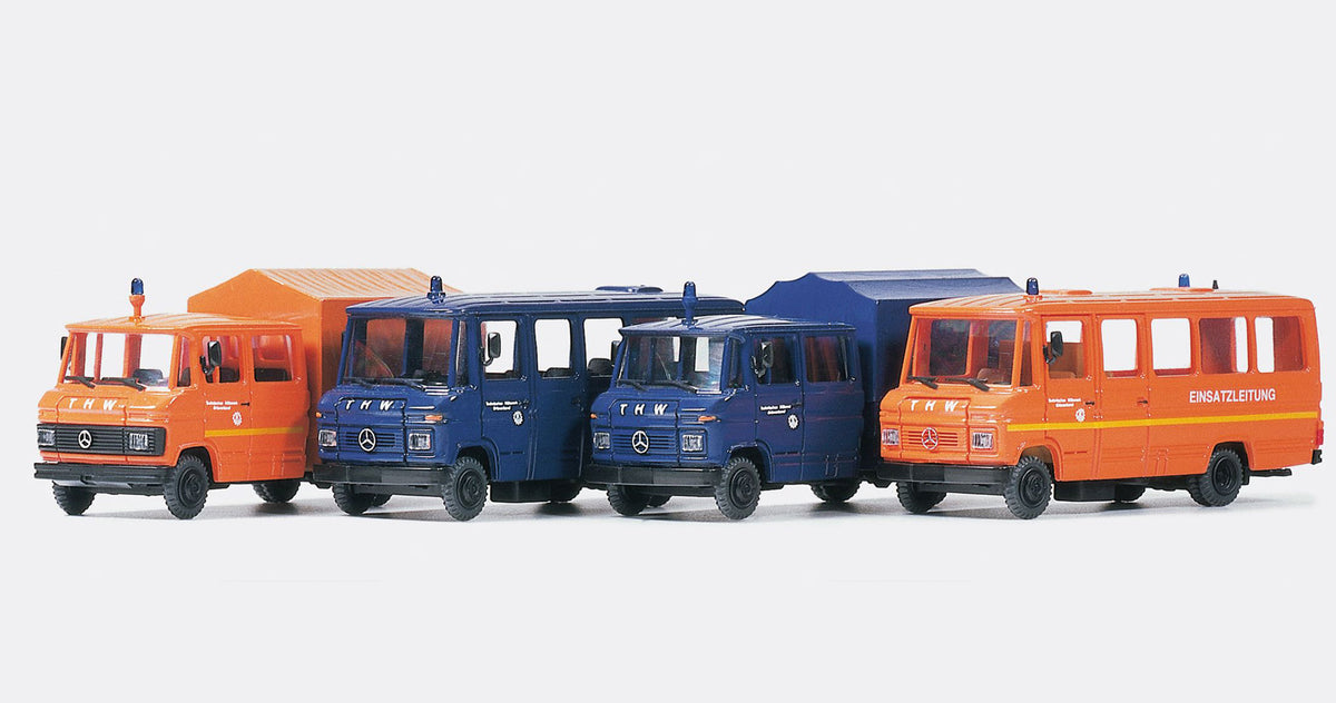 Preiser 31211 HO Mercedes 508 THW Rescue Service Set (4)