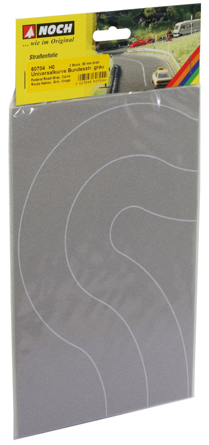 Noch 60704 HO Federal Highway Curve, Gray, Pack of 2