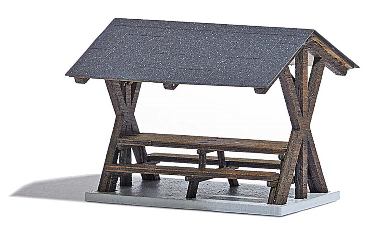 Busch 1563 HO Scale Table & Benches with Canopy Kit