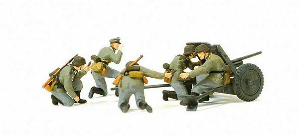 Preiser 16591 HO Scale 3.7cm PAK L/45 Gun w/Crew in Action