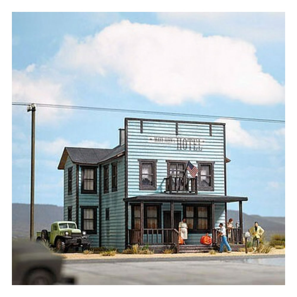 Busch 9722 HO Scale False-Front Wood Mary John's Hotel -- Laser-Cut Wood Kit - 6-1/16 x 4-7/16 x 4-1/16" 14.5 x 11.3 x 10.4cm